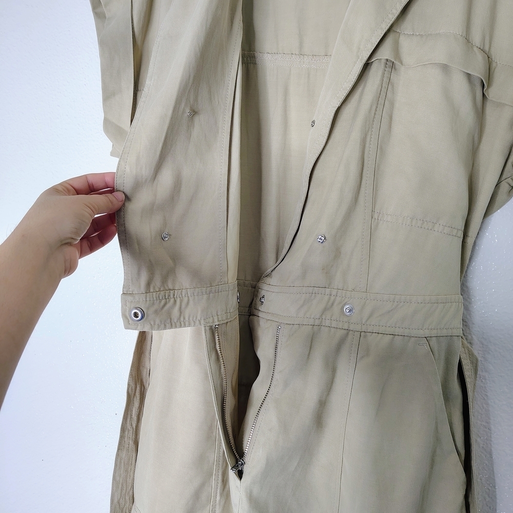 Madewell Beige Utility Romper Belted Short Sleeve Five Pockets Sz 6 Linen Blend - Picture 8 of 16